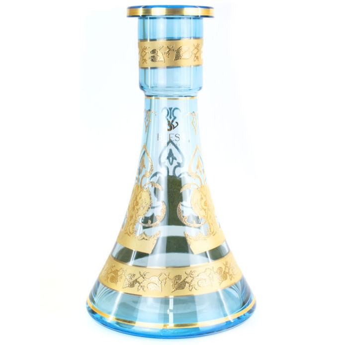 30cm Vaso Narguile Bless Tower Grande Azul e Dourado