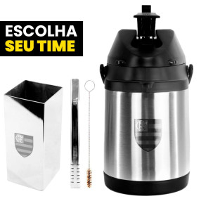 Garrafa Térmica 2,5l em Aço Inoxidável Personalize com seu Time Quente e Frio Café Chimarrão Chá Terere